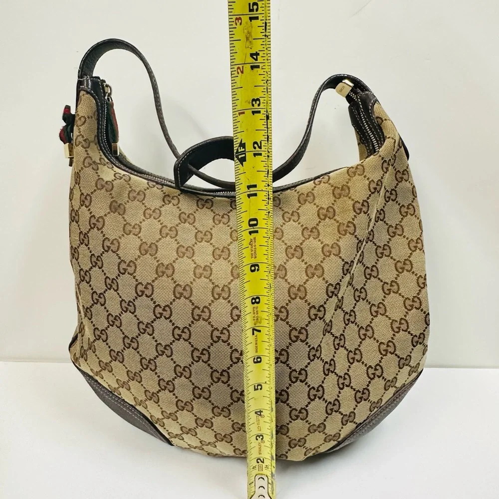 Vintage Authentic Monogram GUCCI PRINCY Hobo Dark Brown Shoulder Bag